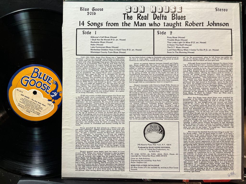 Son House - The Real Delta Blues (14 Songs From The Man Who Taught Robert Johnson) (VINYL) | Near Mint (NM) Very Good Plus Plus (VG++)-Music History