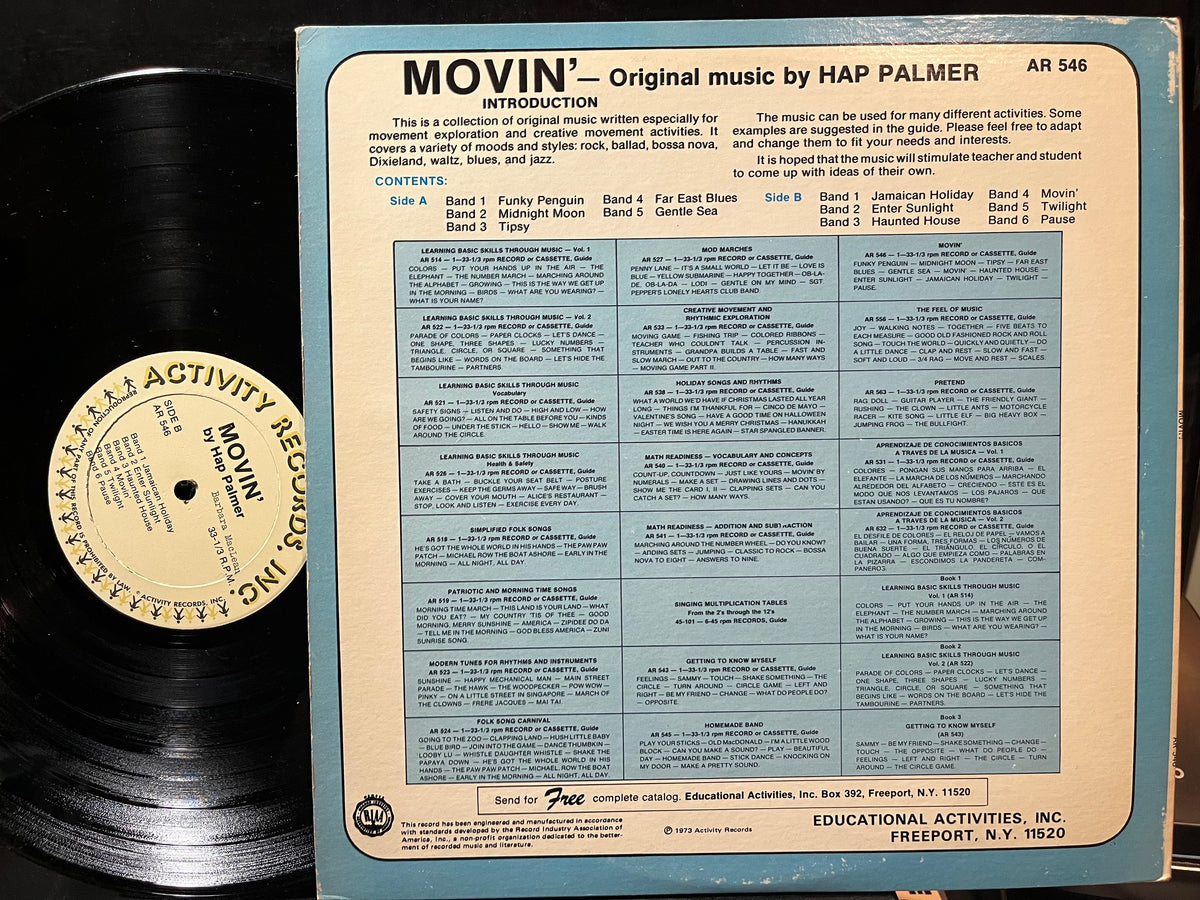 Hap Palmer - Movin' (VINYL LP INC. AR 546) | USED Near Mint (NM or M-) Excellent (EX)-Music History