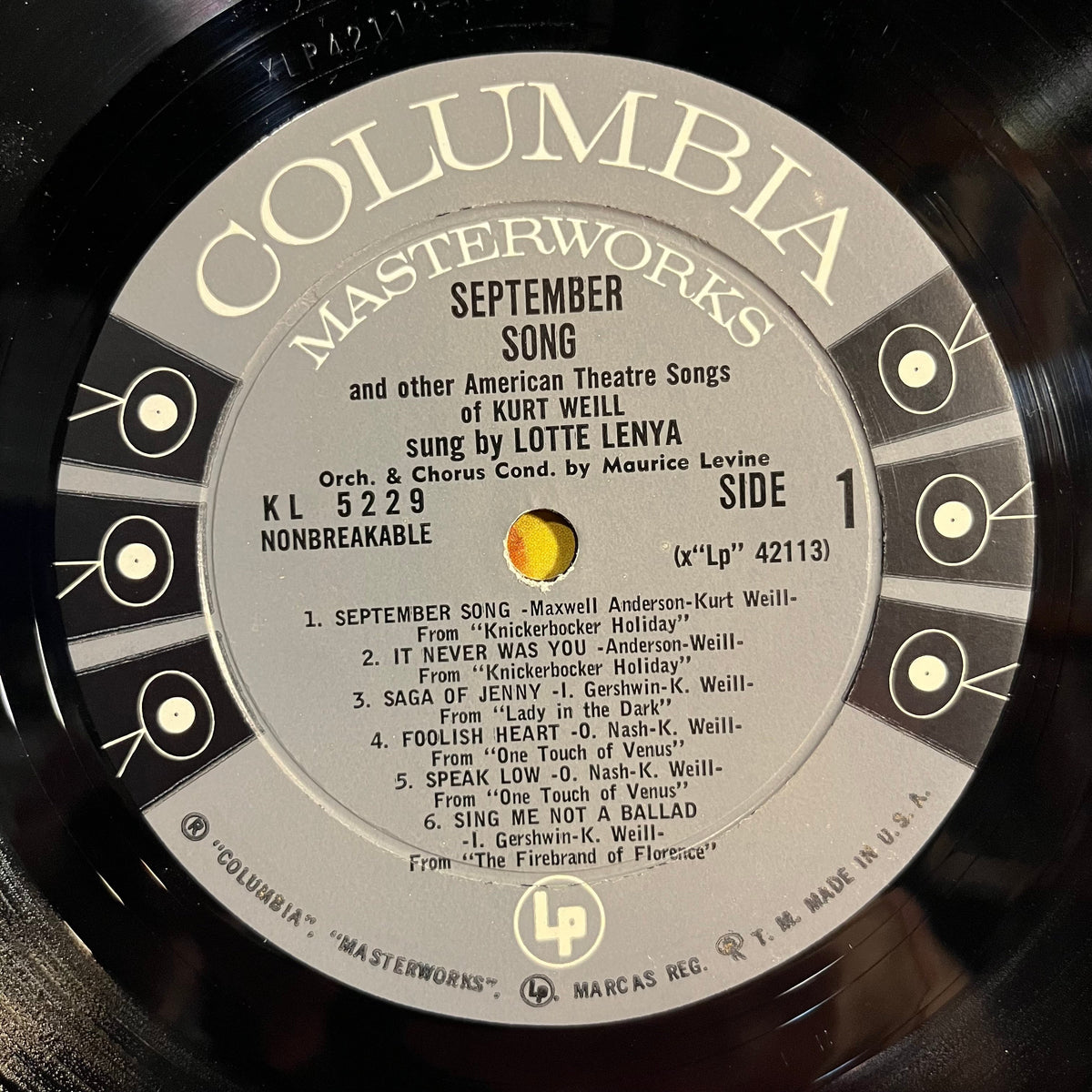 Lotte Lenya - September Song And Other American Theatre Songs Of Kurt Weill *MONO* | Near Mint (NM) Excellent (EX)-Music History