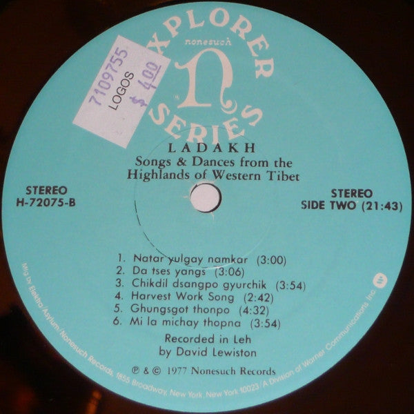 David Lewiston - Ladakh - Songs & Dances From The Highlands Of Western Tibet (VINYL) | Near Mint (NM) Near Mint (NM)-Music History
