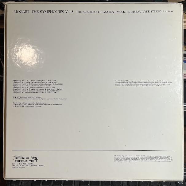 Wolfgang Amadeus Mozart - The Symphonies Vol. 5 (4xVINYL BOX) | Near Mint (NM or M-)-Music History