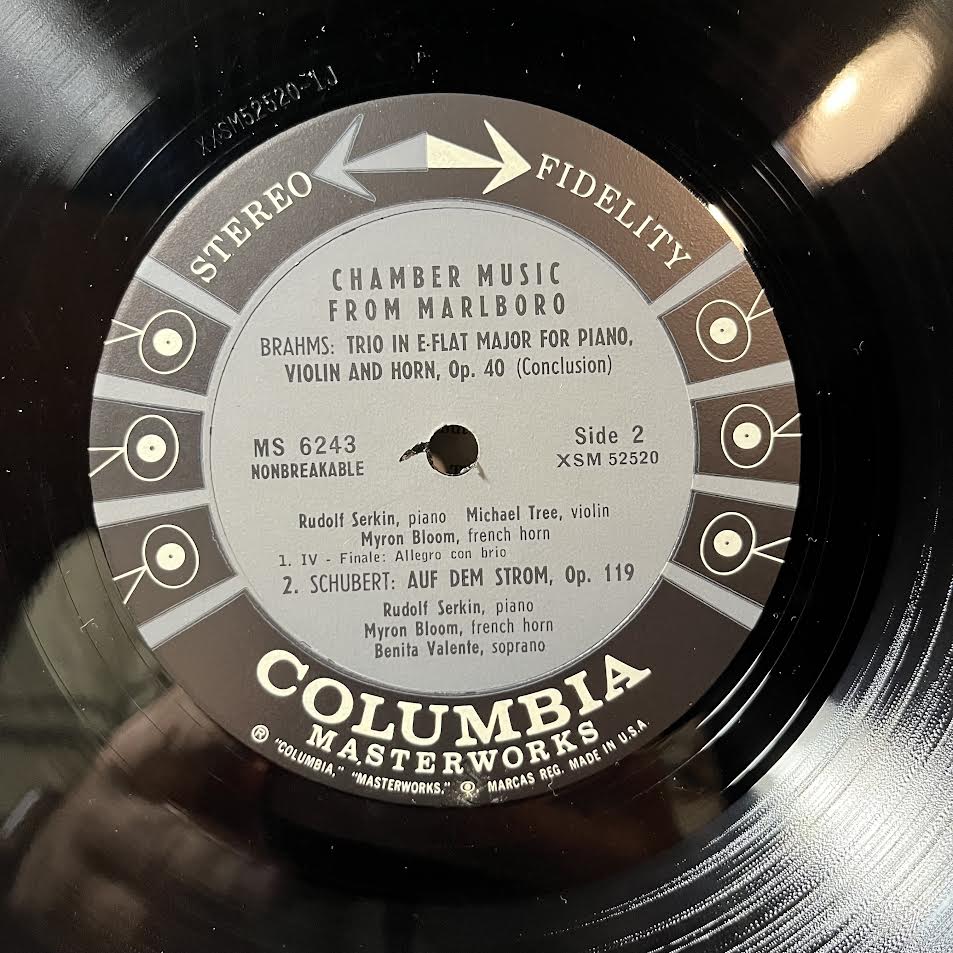 Johannes Brahms - Chamber Music From Marlboro: Horn Trio, Op. 40 / Auf Dem Strom, Op. 119 (VINYL) | Near Mint (NM or M-) Excellent+ (EX+)-Music History
