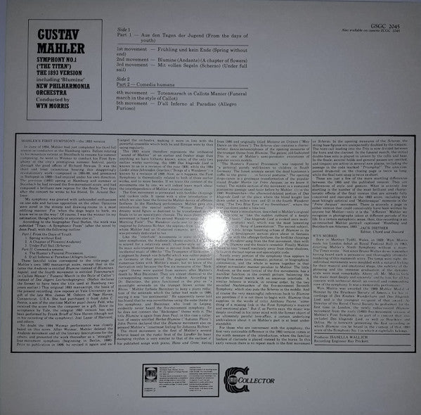 Gustav Mahler - Symphony No. 1 In D ("The Titan") The 1893 Version Including "Blumine" | Near Mint (NM) Near Mint (NM)-Music History
