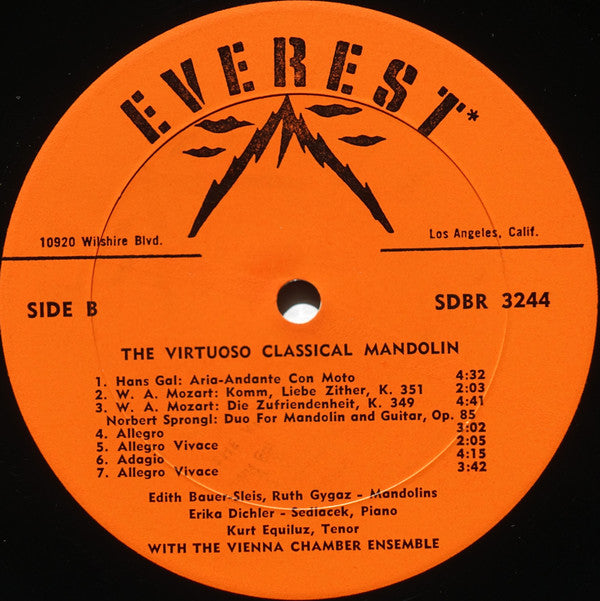 Edith Bauer-Slais With The Vienna Chamber Ensemble - The Virtuoso Classical Mandolin | Very Good Plus (VG+) Very Good Plus (VG+)-Music History
