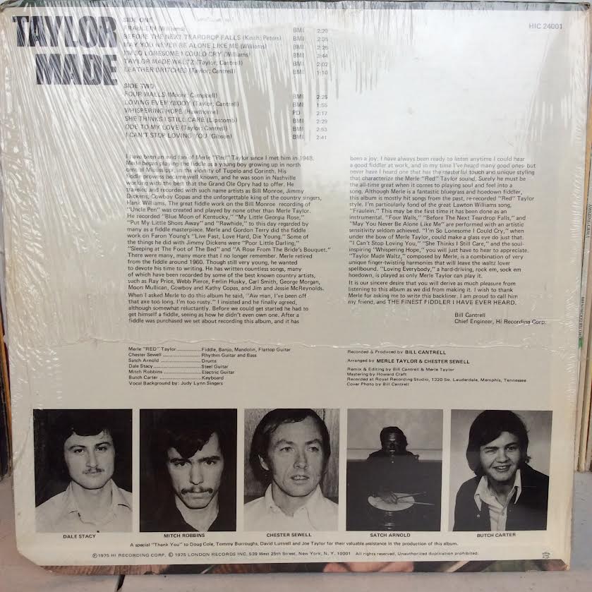 Merle "Red" Taylor - Taylor Made (The Soul Fiddle Of Merle "Red" Taylor) (VINYL) | Mint (M)-Music History