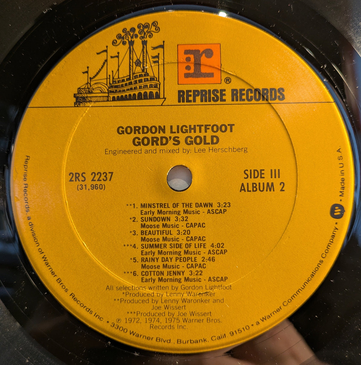 Gordon Lightfoot - Gord's Gold (2xVINYL) | Near Mint (NM) Very Good Plus (VG+)-Music History