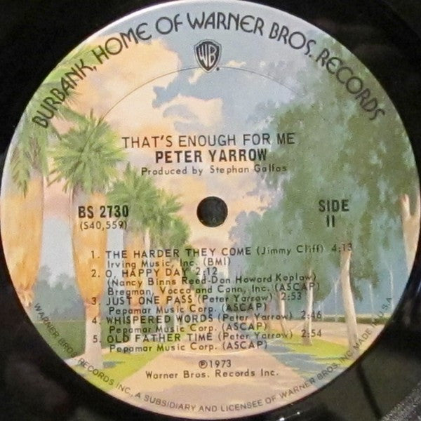 Peter Yarrow - That's Enough For Me | Near Mint (NM) Near Mint (NM)-Music History