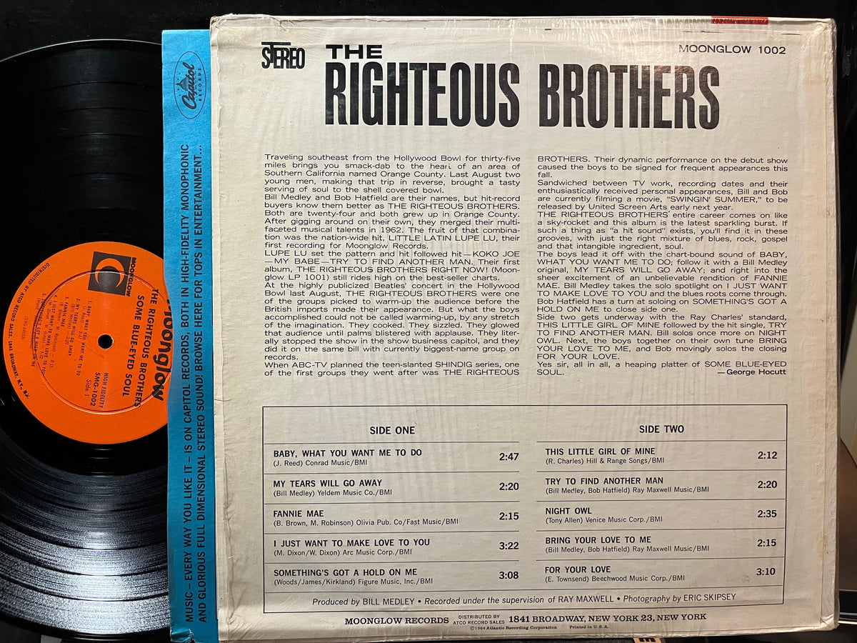 The Righteous Brothers - Some Blue-Eyed Soul (VINYL LP MOONGLOW 1002 1964) | USED Excellent+ (EX+) Near Mint (NM)-Music History