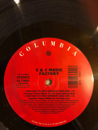 C & C Music Factory* Presenting Freedom Williams - Gonna Make You Sweat (Everybody Dance Now) (1991 Remix)(VINYL 12" COLUMBIA 44 73691) | USED Near Mint (NM or M-) Generic-Music History