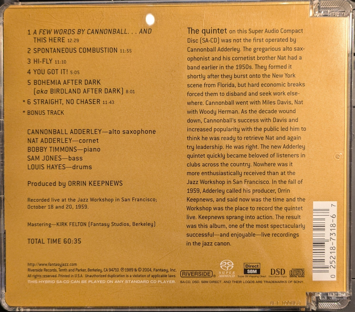 The Cannonball Adderley Quintet - In San Francisco (SACD) | Near Mint (NM) Near Mint (NM)-Music History