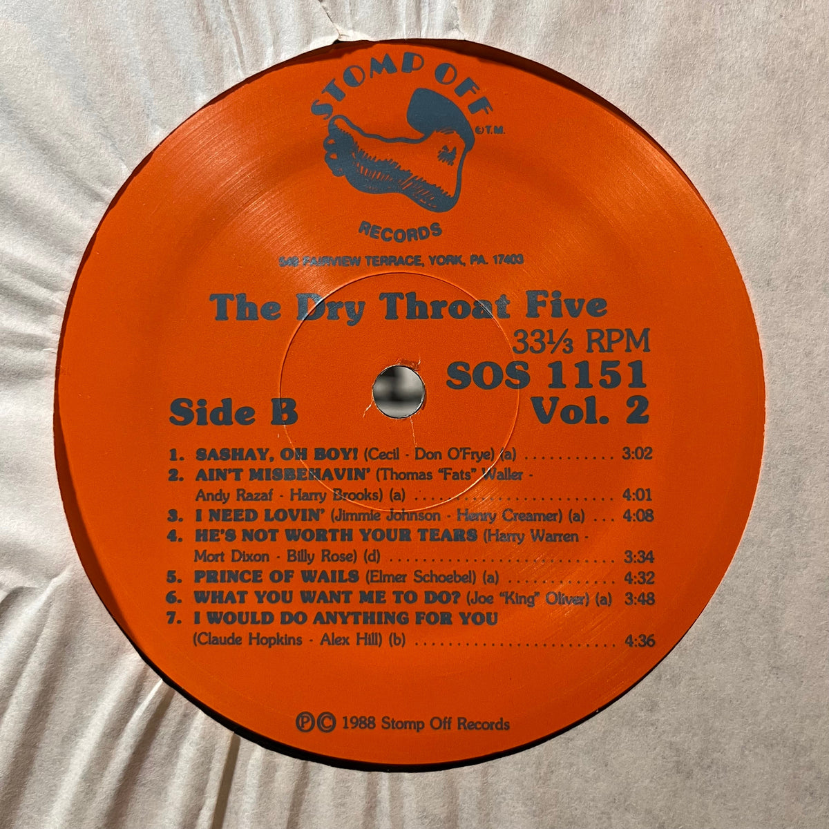 The Dry Throat Five - My Melancholy Baby (VINYL LP STOMP OFF SOS 1151 1988) | USED Near Mint (NM or M-) Near Mint (NM)-Music History