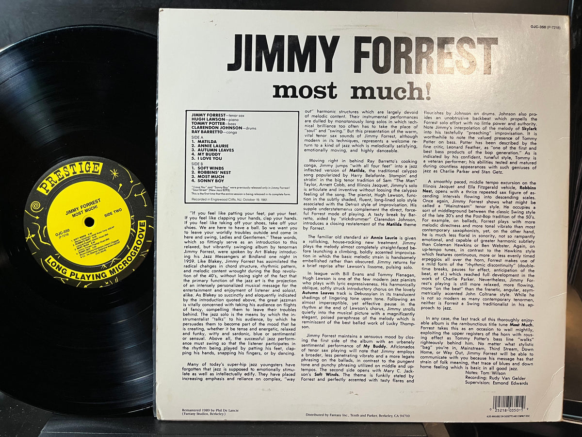 Jimmy Forrest - Most Much! (VINYL LP PRESTIGE PR 7218 1989) | USED Near Mint (NM or M-) Excellent+ (EX+)-Music History