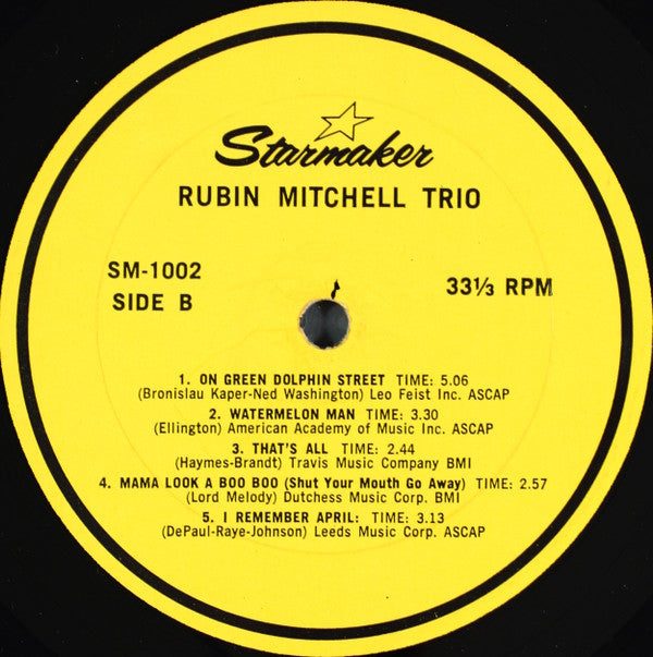 The Rubin Mitchell Trio - The Golden Hands Of Rubin Mitchell | Very Good Plus (VG+) Near Mint (NM)-Music History