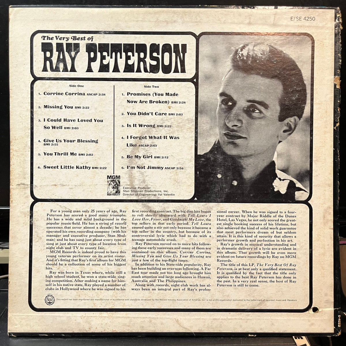 Ray Peterson - The Very Best Of Ray Peterson (VINYL LP MGM SE-4250 1964) | Near Mint (NM or M-) Very Good (VG)-Music History