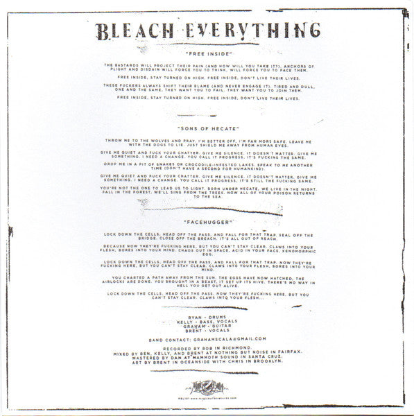 Bleach Everything - Free Inside (CLEAR VINYL 7") | Mint (M) Mint (M)-Music History