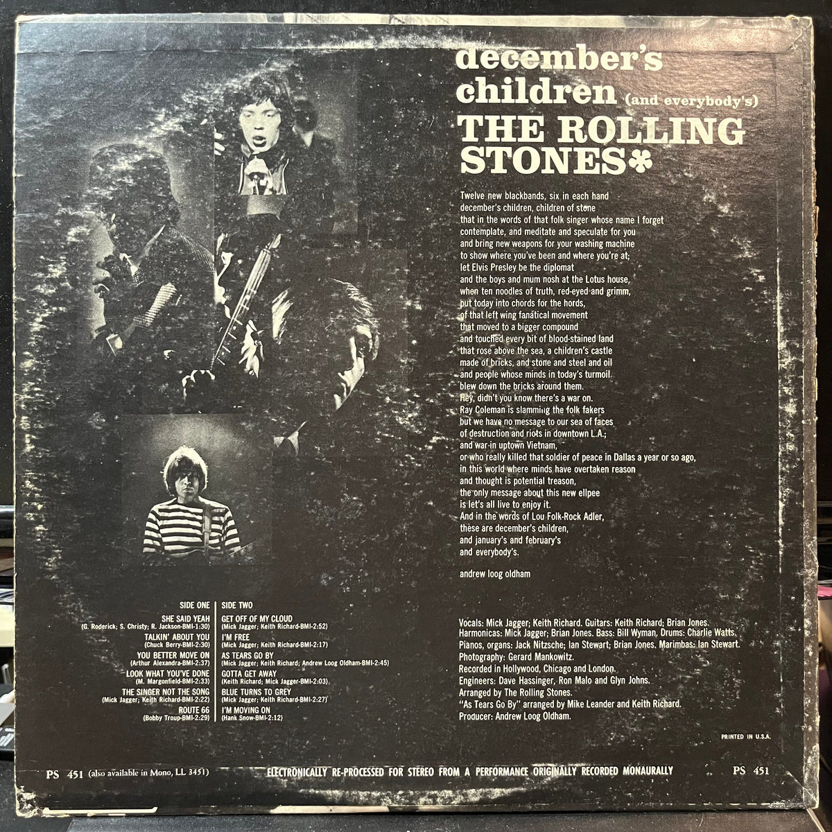 The Rolling Stones - December's Children (And Everybody's)(VINYL LP LONDON PS 451) | Near Mint- (NM-) Very Good Plus (VG+)-Music History