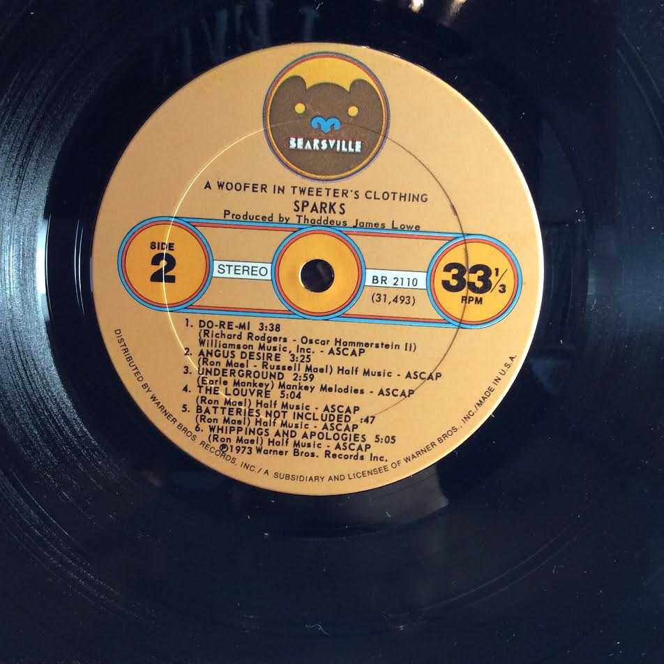 Sparks - A Woofer In Tweeter's Clothing (VINYL LP Bearsville – BR 2110) | USED Excellent (EX) Very Good (VG)-Music History