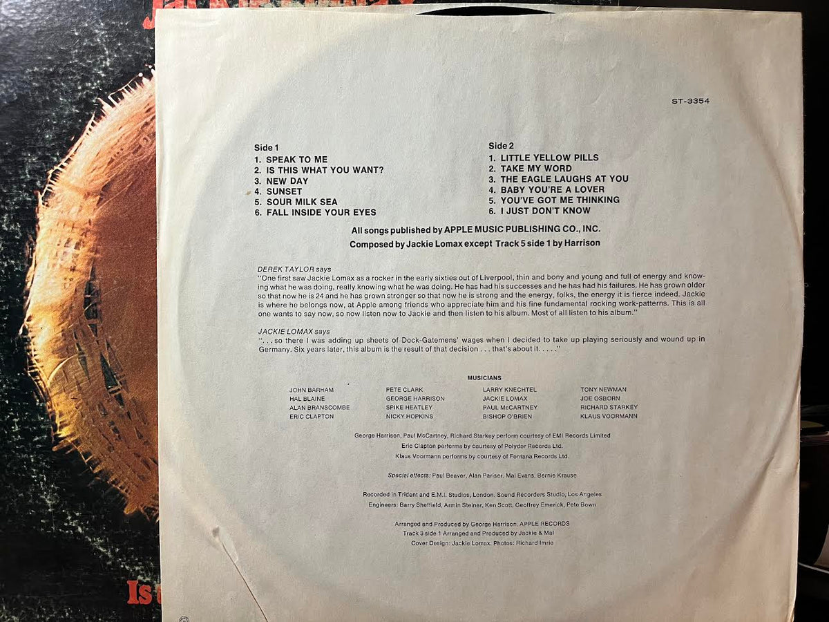 Jackie Lomax - Is This What You Want? (VINYL) | Near Mint (NM or M-) Very Good (VG)-Music History