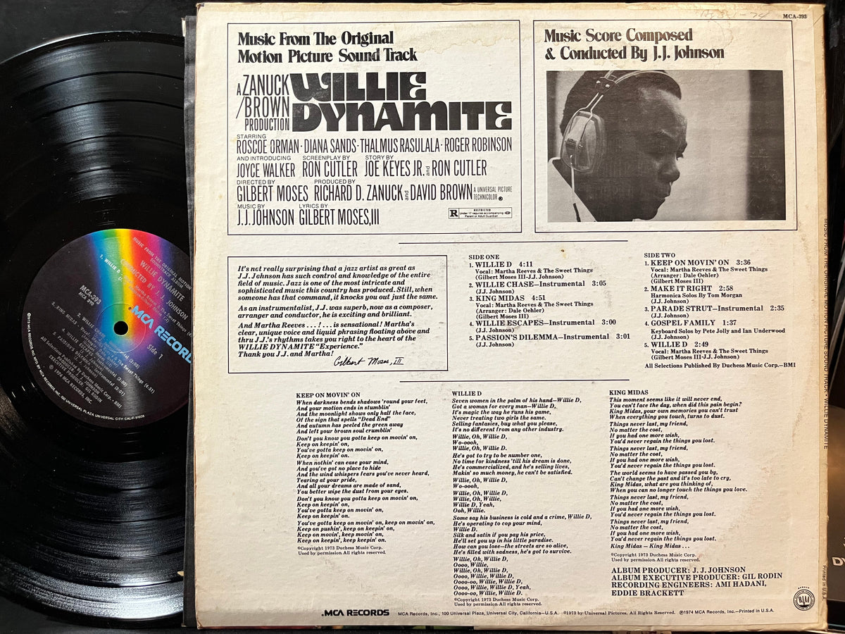 J.J. Johnson - Willie Dynamite (Music From The Original Motion Picture Soundtrack) (VINYL LP MCA MCA-393 1974) | USED Near Mint (NM or M-) Excellent+ (EX+)-Music History