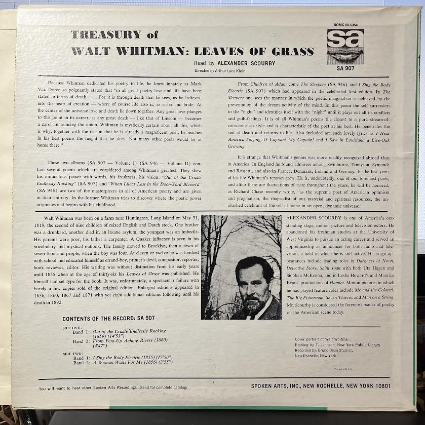 Treasury Of Walt Whitman: Leaves Of Grass (VINYL) | Near Mint (NM) Near Mint (NM)-Music History