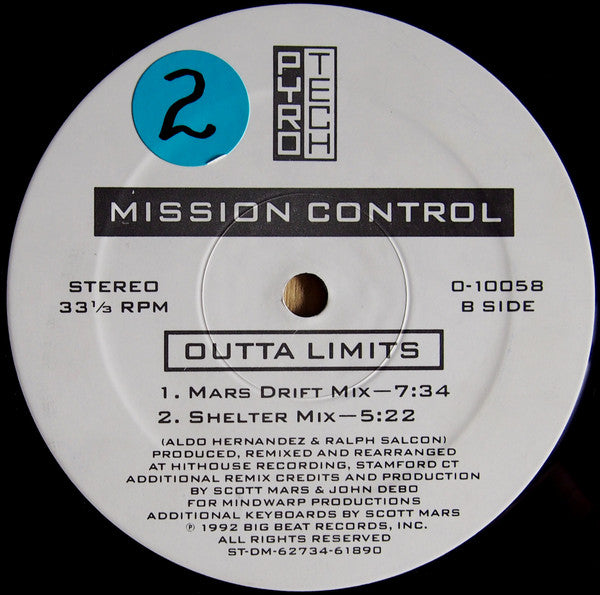 Mission Control - Outta Limits (Remixes) | Excellent (EX) Generic--Music History