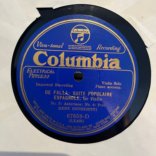 Rene Benedetti - De Falla : Suite Populaire Espagnole | Near Mint (NM) Generic-Music History