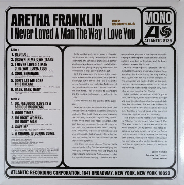 Aretha Franklin - I Never Loved A Man The Way I Love You (COLOR VMP VINYL) | Mint (M) Mint (M)-Music History