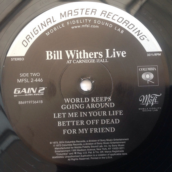 Bill Withers Live At Carnegie Hall (2xVINYL MFSL) | Mint (M) Mint (M)-Music History