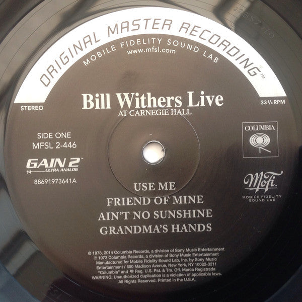 Bill Withers Live At Carnegie Hall (2xVINYL MFSL) | Mint (M) Mint (M)-Music History
