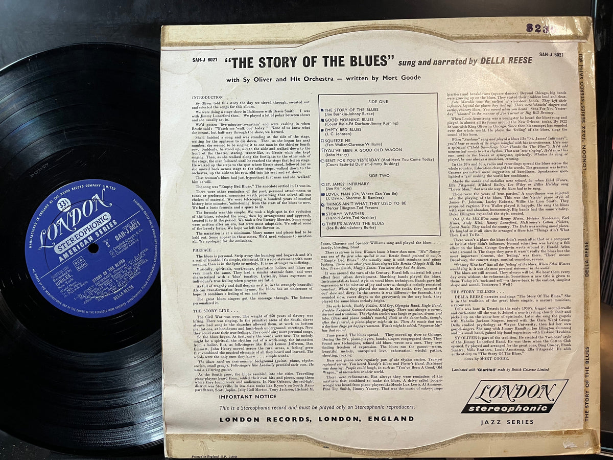 Della Reese - The Story Of The Blues (VINYL LP LONDON SAH-J 6021 1959) | USED Very Good (VG) Very Good (VG)-Music History