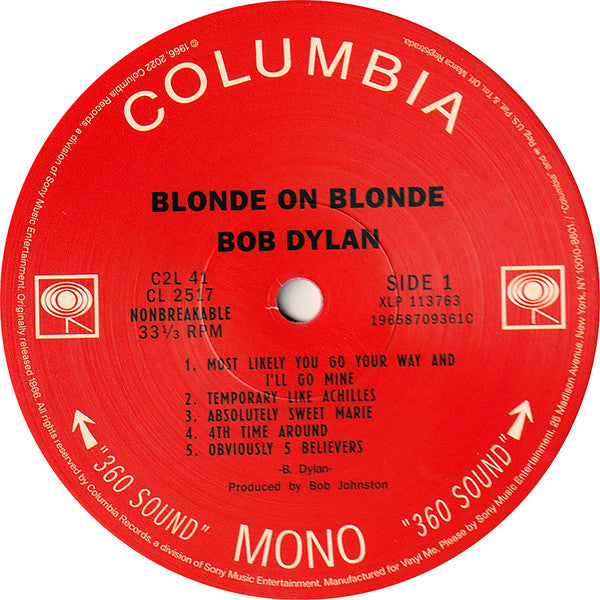 Bob Dylan - Blonde On Blonde (VMP | CLEAR BLONDE VINYL) | Mint (M) Mint (M)-Music History