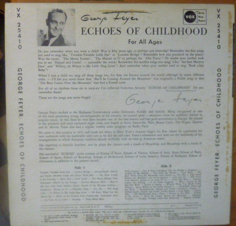 George Feyer - Echoes Of Childhood | Excellent (EX)-Music History