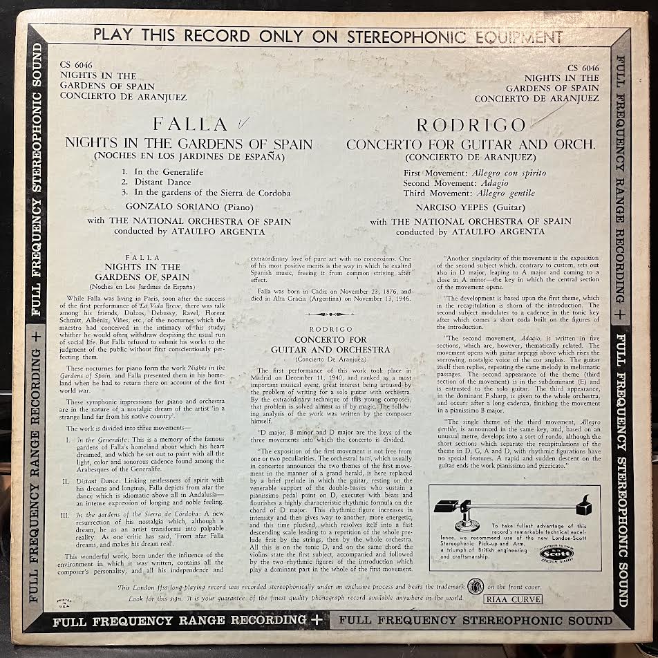Manuel de Falla - Nights In The Gardens Of Spain / Concerto For Guitar And Orchestra (VINYL) | Excellent+ (EX+) Excellent (EX)-Music History