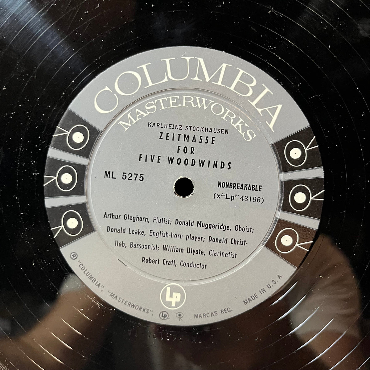 Pierre Boulez / Stockhausen - Robert Craft - Le Marteau Sans Maître / Nr. 5 Zeitmasse For Five Woodwinds (VINYL LP COLUMBIA MASTERWORKS ML 5275 1958) | USED Excellent+ (EX+) Very Good Plus (VG+)-Music History