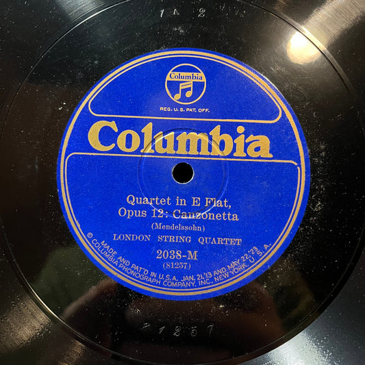 london string quartet - THE DHU LOCH / QUARTET IN E FLAT MENDELSSOHN (78RPM 10") COLUMBIA 2038 | Generic-Music History