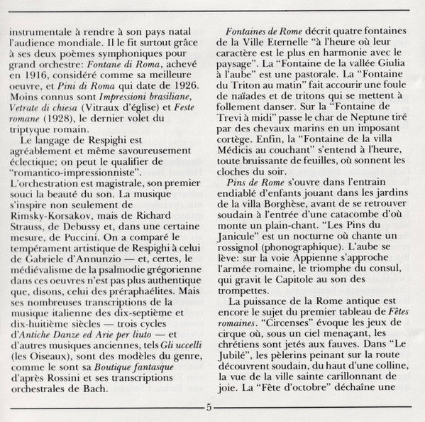 Ottorino Respighi - Pines Of Rome • Fountains Of Rome • Feste Romane (CD) | Near Mint (NM) Near Mint (NM)-Music History