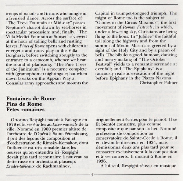 Ottorino Respighi - Pines Of Rome • Fountains Of Rome • Feste Romane (CD) | Near Mint (NM) Near Mint (NM)-Music History