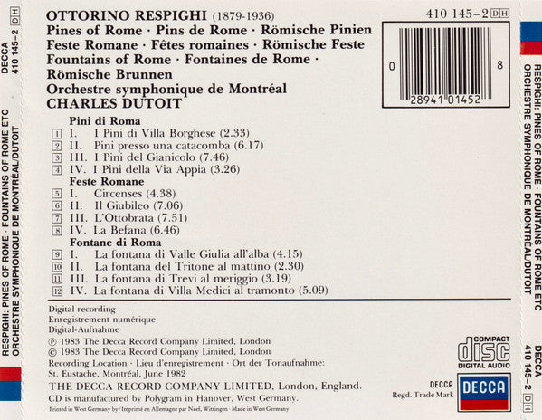 Ottorino Respighi - Pines Of Rome • Fountains Of Rome • Feste Romane (CD) | Near Mint (NM) Near Mint (NM)-Music History
