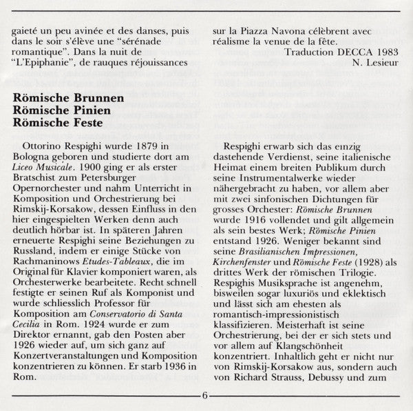Ottorino Respighi - Pines Of Rome • Fountains Of Rome • Feste Romane (CD) | Near Mint (NM) Near Mint (NM)-Music History