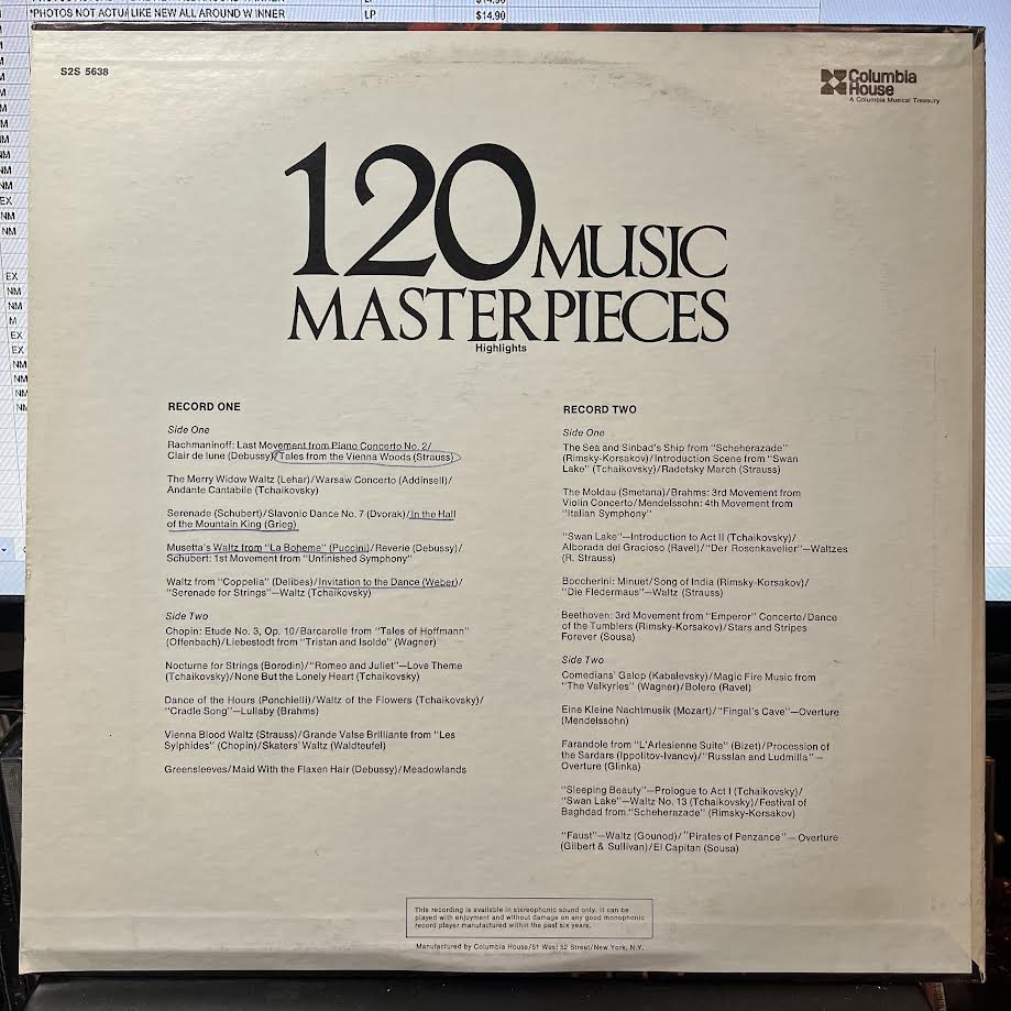 120 Music Masterpieces (2xVINYL) | Near Mint- (NM-) Near Mint- (NM-)-Music History