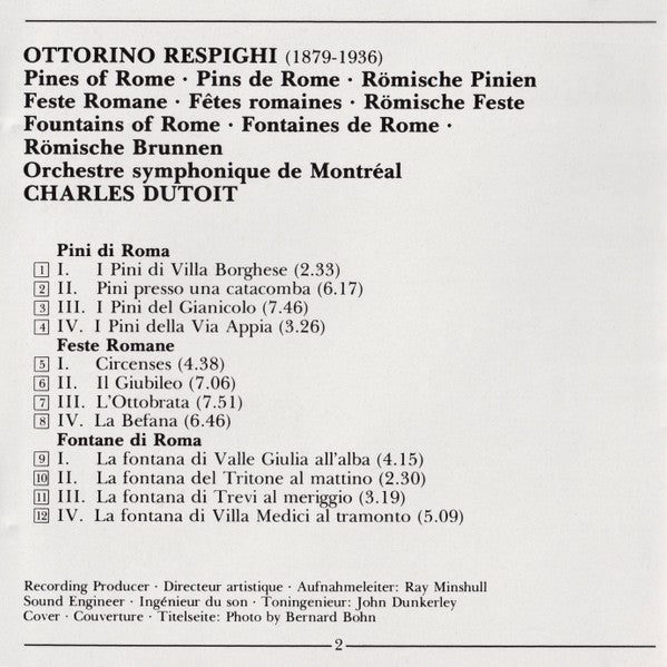 Ottorino Respighi - Pines Of Rome • Fountains Of Rome • Feste Romane (CD) | Near Mint (NM) Near Mint (NM)-Music History