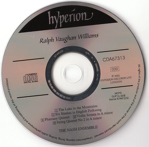 Ralph Vaughan Williams - Violin Sonata / The Lake In The Mountains / Six Studies In English Folksong / String Quartet No 2 / Phantasy Quintet (CD) | Near Mint (NM) Near Mint (NM)-Music History