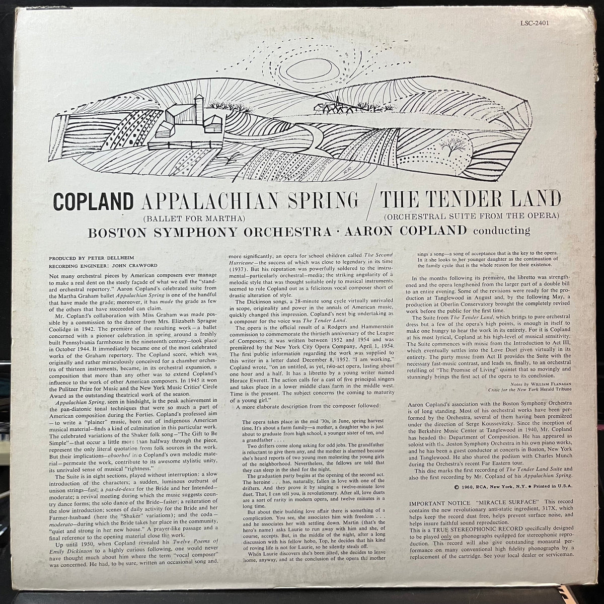 Aaron Copland / Charles Ives - Adlai Stevenson, Th - Appalachian Spring / The Tender Land - Suite (VINYL LP RCA RED SEAL LSC 2401 1976) | Near Mint- (NM-) Excellent (EX)-Music History