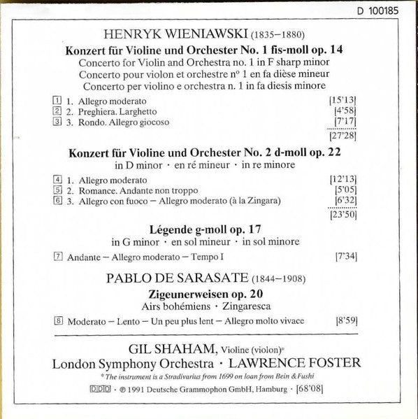 Henryk Wieniawski - Violin Concertos Nos. 1 & 2, Zigeunerweisen (CD) | Near Mint (NM) Near Mint (NM)-Music History