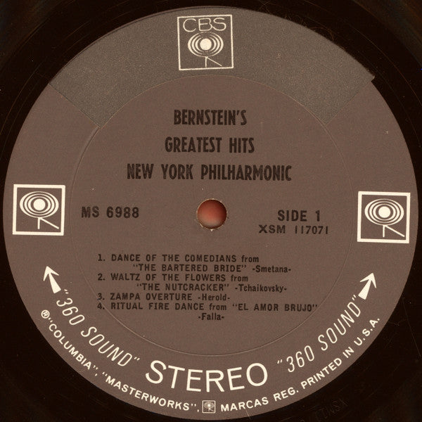 Leonard Bernstein - Bernstein's Greatest *360 SOUND* Hits New York Philharmonic | Near Mint (NM) Very Good Plus (VG+)-Music History