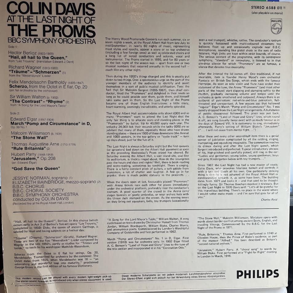 Sir Colin Davis - At The Last Night Of The Proms | Near Mint (NM) Very Good Plus (VG+)-Music History