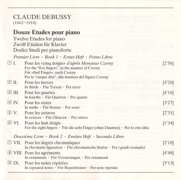 Claude Debussy - Debussy: 12 Etudes / Berg: Sonate Op. 1 (CD) | Near Mint (NM)-Music History