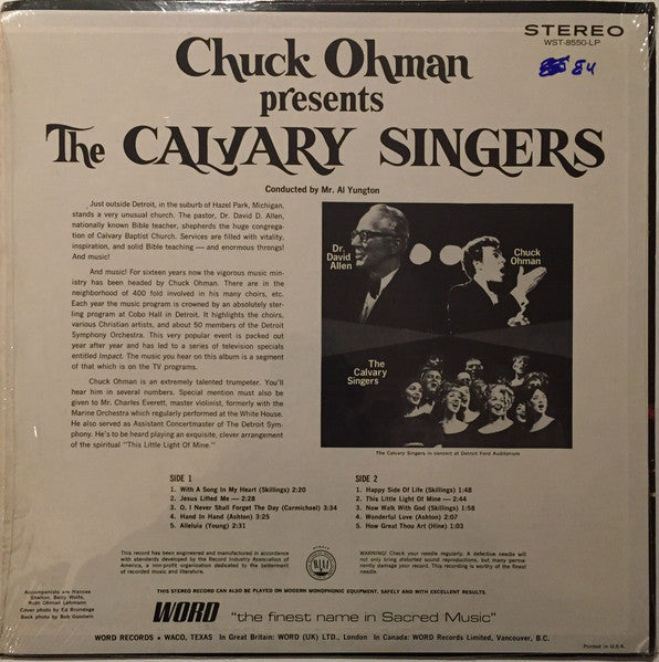 Chuck Ohman - Chuck Ohman Presents The Calvary Singers (VINYL) | Near Mint (NM) Near Mint (NM)-Music History