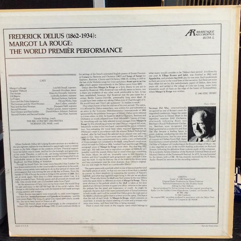 Frederick Delius - Margot La Rouge (VINYL) | Near Mint (NM or M-)-Music History