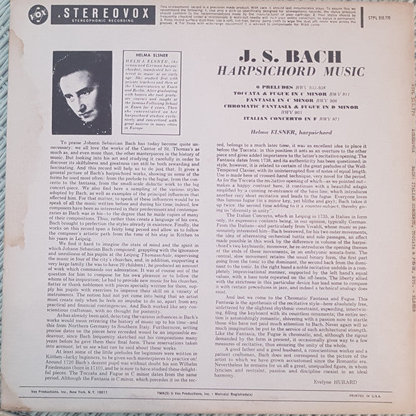 Johann Sebastian Bach - Harpsichord Music / Œuvres Pour Clavecin | Near Mint (NM) Near Mint (NM)-Music History